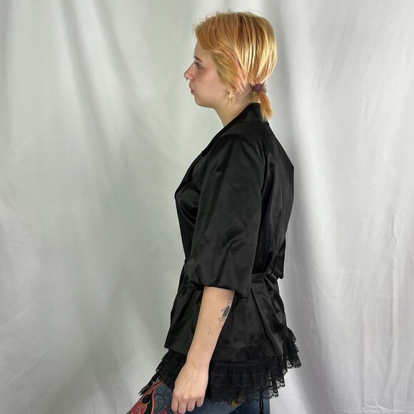 Vintage Abria black satin belted blazer - Picture 12 of 13